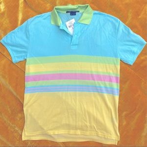 Colorful pastel stripe Rainbow Polo collared Shirt Ralph Lauren Golf NWT
